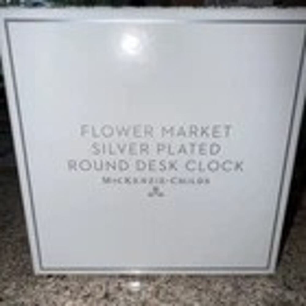 NEW Mackenzie Childs Flower Market Silver Plated Round Desk Clock - Picture 4 of 5
